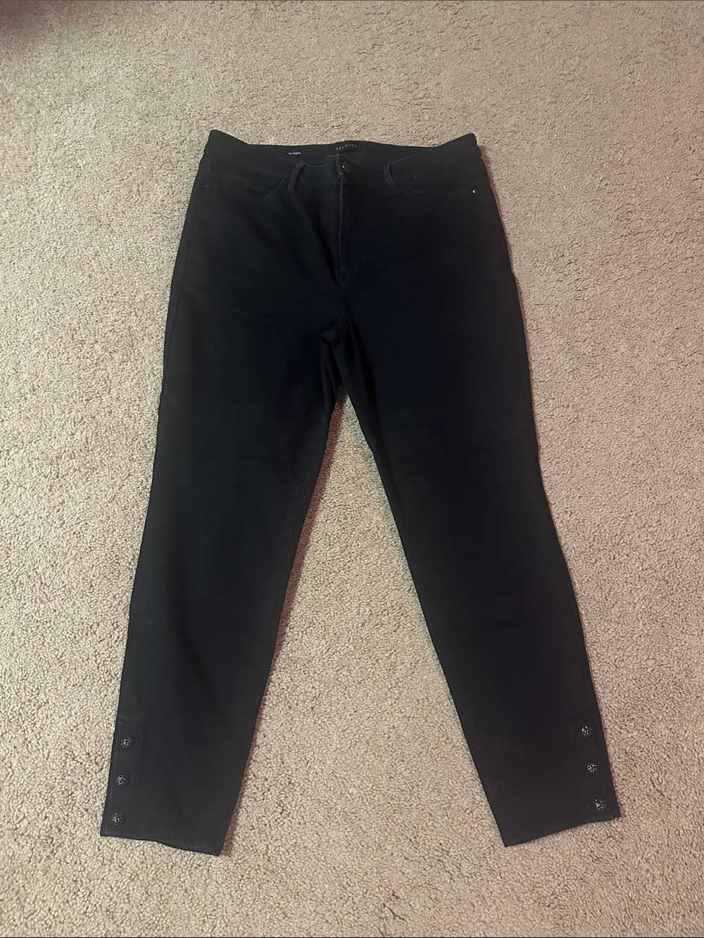 Talbots Black Ankle Crop Jeans with Button decor on cuff